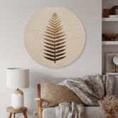 Holzbild Kubistika - Goldener Farn - Rund 