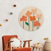 Holzbild Kleine Blumen in Peach-Farben - Kubistika - Rund 