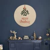 Holzbild Merry Christmas mit Mistelzweig - Menina Lisboa - Rund 
