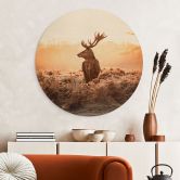 Holzbild Majestätischer Hirsch - Rund 