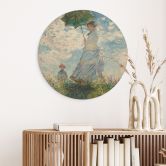 Holzbild Monet - Frau mit Sonnenschirm - Madame Monet und ihr Sohn - Rund 