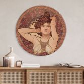 Holzbild Mucha - Edelsteine: Amethyst - Rund 