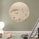 Tableau sur bois pour enfants - Baleines et leurs amis dans le monde sous-marin - Oliver Robins - Rond 