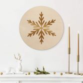 Holzbild Goldene Schneeflocke Rund - Orara Studio 