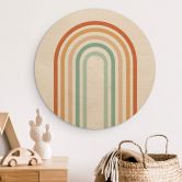 Holzbild Regenbogen Boho - Rund 