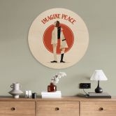 Holzbild Imagine Peace - Zwei für Frieden und Hoffnung - Retrodrome - Rund 