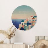 Holzbild Häuser von Santorini - Rivers - Rund 