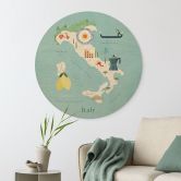 Holzbild Karte von Italien - Rivers - Rund 