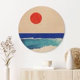 Holzbild Ruhiger Strand bei Sonnenuntergang - Rivers - Rund 