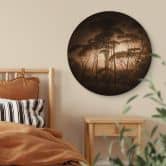 Holzbild Schirmkiefern mit Vignettierung Sepia - Rund 