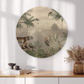 Holzbild Sir Edward - Tiger in den Tropen - Rund 