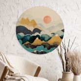 Holzbild Berggipfel über den Wolken - SpaceFrog Designs - Rund 