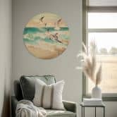 Holzbild Möwen am Strand - SpaceFrog Designs - Rund 