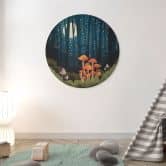 Wandcirkel Hout Bos en sterren bij nacht - SpaceFrog Designs 