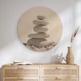 Holzbild Steine am Meer - Rund 
