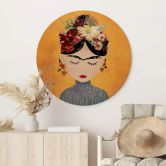 Holzbild Treechild - Blumige Frida - Rund 