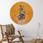 Holzbild Treechild - Bunte Blumen in Fridas Händen - Rund 