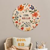 Houten Wanddecoratie Cool Kids Club Kleurrijke Bloemen - Treechild - Rond 