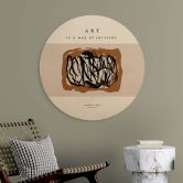 Holzbild Schwarze Pinselstriche - Imagine Yoko - Treechild - Rund 