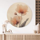 Holzbild Blumenbild - Zarte Blüten Rund - Treechild 
