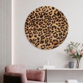 Holzbild Wilder Leopard - Animal Print - Tunaboylu - Rund 