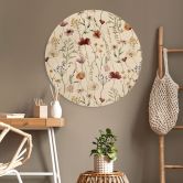 Tableau sur bois rond Fleurs sauvages multicolores - UN Designs 