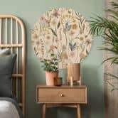 Wall Circle Wood Spring meadow with butterflies - UN Designs 