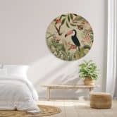 Holzbild Tukan im Dschungel-Paradies - UN Designs - Rund 