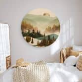 Holzbild SpaceFrog Designs - Herbstmorgen - Rund 