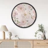 Poster Dahlias Shabby Chic Rose - Décorations Bloomery - Rond 