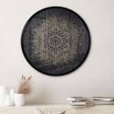 Poster Elegantes Mandala in Schwarz-Gold - Bloomery Decor - Rund 