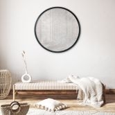 Poster Sanftes Mandala auf Grau-Beige - Bloomery Decor - Rund 
