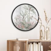 Poster Tropische Idylle mit Kolibri Blau - Bloomery Decor - Rund 