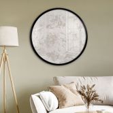 Florales Poster Wildblumen in Kreide-Optik Greige - Bloomery Decor - Rund 