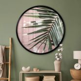 Poster Palmenblatt vor rosa Wand - Böhmer - Rund 