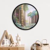 Poster Sonniger Wald mit Hirsch - DigitalArtsi - Rund 