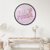 Poster Girl Power Retro Schriftzug Lila - Rund 