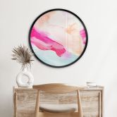 Poster Pinselstriche Pink und Türkis - Rund - Haniff 