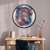 Poster Heine - Mächtiger Löwe im Sternenhimmel - Astro Cruise - Rund 