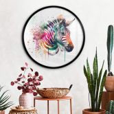 Poster Heine - Rainbow Zebra rond 
