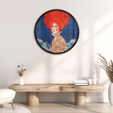 Poster Frau mit rotem Haar und Blüten - Hülya - Rund 
