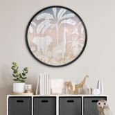 Poster Dschungelparadies mit Wildtieren - Ombre - Kikki Belle - Rund 