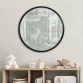 Poster Waldidylle in Grün - Oase für Wildtiere - Kikki Belle - Rund 
