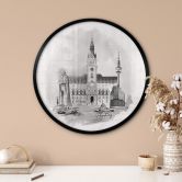 Ronde Poster Love your City - Hamburg zwart wit illustratie 