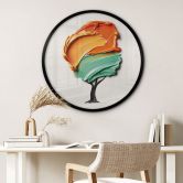 Poster Baum mit oranger und grüner 3D-Krone - Mielu - Rund 