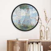 Poster Monet - Frau mit Sonnenschirm - Madame Monet und ihr Sohn - Rund 