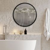 Poster Lotusblumen mit Schwan im Wasser in Grau - Ms Tiff - Rund 