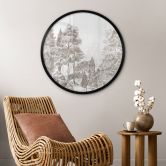 Poster bos met boslandschap in beige - Ms Tiff - Rond 