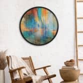 Poster Urbanes Licht in Blau und Orange - Schmucker - Rund 