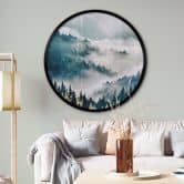 Poster Geheimnisvoller Nebel im Wald - SpaceFrog Designs - Rund 